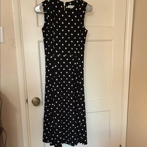 Calvin Klein Black and White Polka Dot Midi Dress
